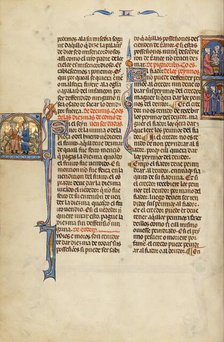 Initial S: The Delivery of Tithes: Initial E: The Delivery of Pledges and The..., about 1290-1310. Creator: Unknown.