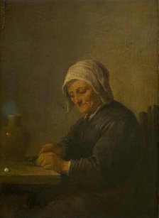 An Old Woman Cutting Tobacco, c1640-1690. Creator: David Teniers II.