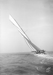 The 19-metre 'Norada' sailing close-hauled, 1911. Creator: Kirk & Sons of Cowes.