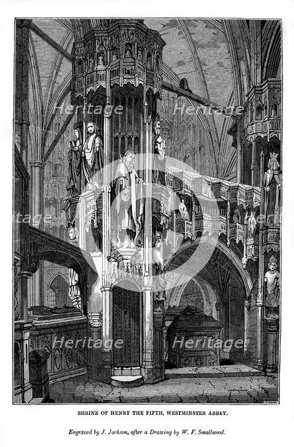 Shrine of Henry V, Westminster Abbey, 1843. Artist: J Jackson