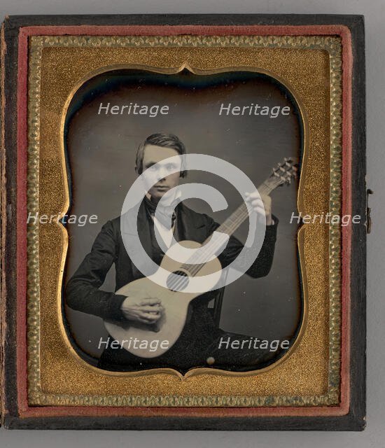 Untitled (Portrait of a Man Holding a Guitar), 1855. Creator: Unknown.