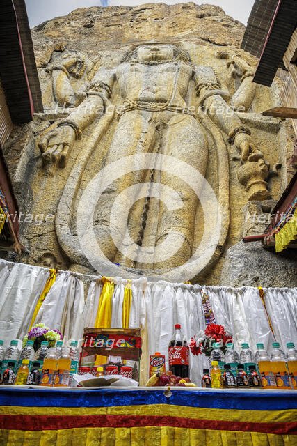 Rock-cut Chamba statue in Mulbekh village, Ladakh, India, 2023. Creator: Peter Thompson.
