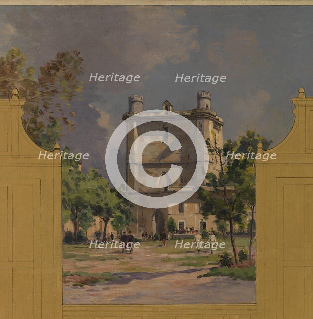 Sketch for the reception hall at the town hall of Vincennes: Views of Vincennes, 1898. Creator: Paul Leon Felix Schmitt.