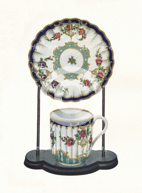 Worcester cup and saucer, c1770. Artist: Unknown.