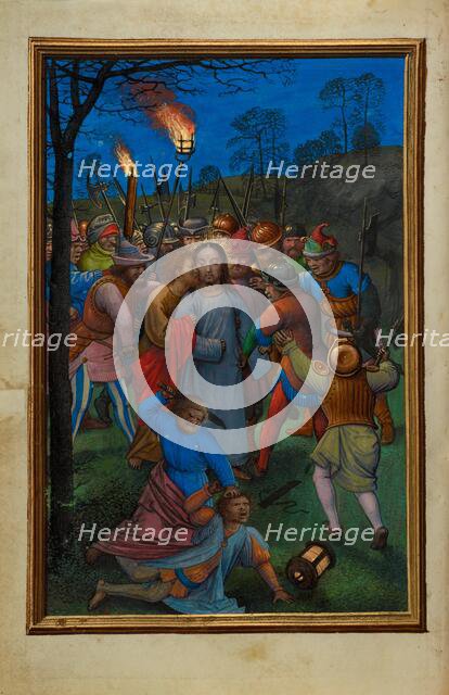 The Betrayal of Christ; Prayer Book of Cardinal Albrecht of Brandenburg, about 1525-1530. Creator: Simon Bening.