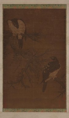 Two Hawks on a Withered Bough, Ming dynasty, 16th century. Creator: Unknown.