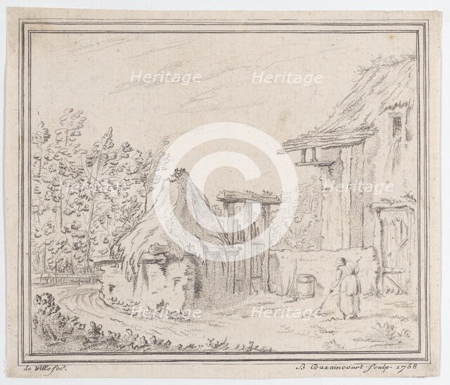 Farmyard, 1758. Creator: Barthélémy-Augustin Blondel d'Azincourt.