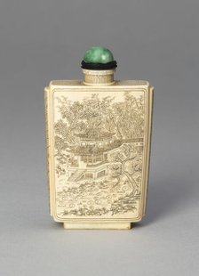 Snuff Bottle with Pavilions in a Bamboo Grove and Garden. Creator: Unknown.