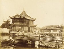 Footbridges and Elaborate Commercial Building, S. China, 1860. Creator: Felice Beato.