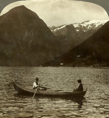 'Looking across Essefjord from Tjugum to ice-covered Kjeipen, Norway', c1905. Creator: Unknown.