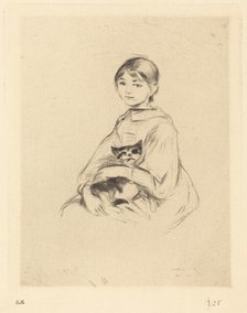 Little Girl with Cat, 1888/1890. Creator: Berthe Morisot.