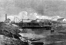 The Inundation in the Fens: the syphon dam of the middle-level drain, 1862. Creator: Unknown.
