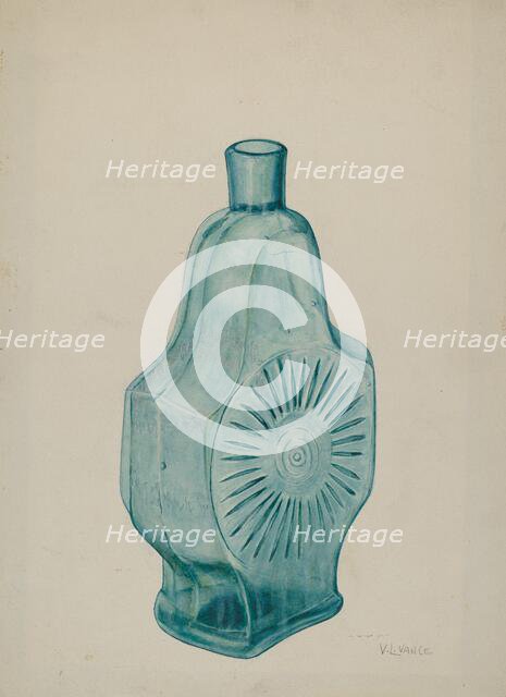 Blue-Green Flask, c. 1941. Creator: V. L. Vance.