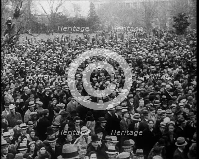 Large Crowd Standing Outside, 1933. Creator: British Pathe Ltd.