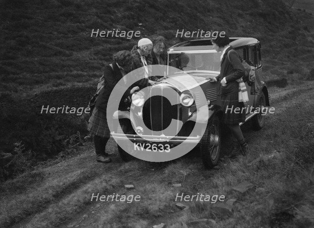 Kitty Brunell road testing a Standard Little Twelve saloon, c1932. Artist: Bill Brunell.