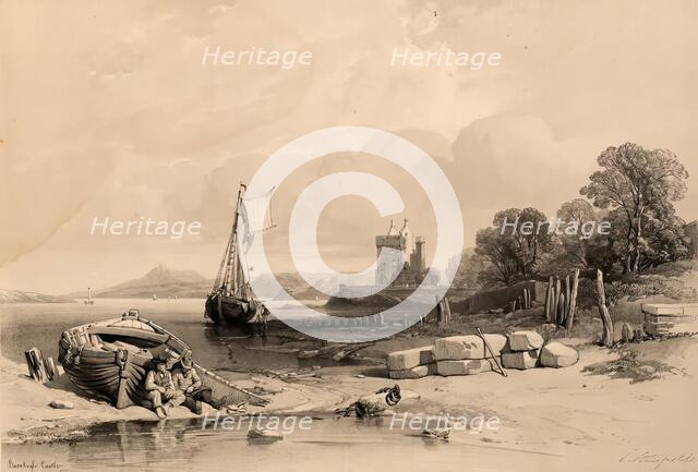 Scotland Delineated-Barnbougle Castle, 1847. Creator: James Duffield Harding.