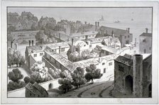 Bird's-eye view of the Bishop of Winchester's palace, Southwark, London, c1820.           Artist: George Shepherd