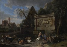 Landscape with Ancient Ruins, a Resting Flock in the Front, c1694-1720. Creator: Pieter van Bloemen.