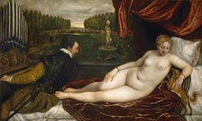 Venus, an Organist and a Little Dog. Artist: Titian (1488-1576)
