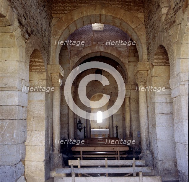 Interior of the central nave of the church of San Pedro de la Nave in Campillo (Zamora).