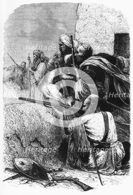 'Mountaineers of the North-West Firing on the British', c1891. Creator: James Grant.