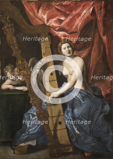 Venus playing the harp, c.1630. Creator: Lanfranco, Giovanni (1582-1647).