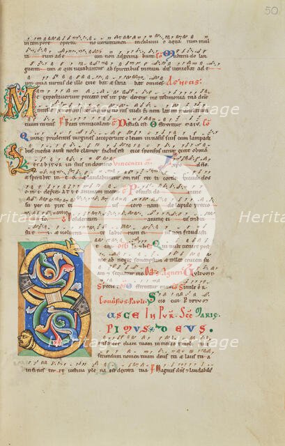 Decorated Initial S; Stammheim Missal, probably 1170s. Creator: Unknown.