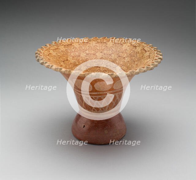 Flaring Bowl with Repeating Pattern of Abstract Figures, 100 B.C./A.D. 500. Creator: Unknown.