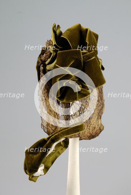 Evening bonnet, French, ca. 1875. Creator: Michniewicz-Tuvee.