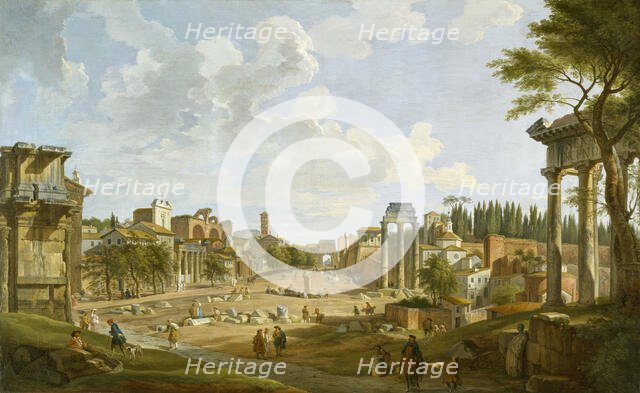View of the Roman Forum, 1747. Creator: Giovanni Paolo Panini.