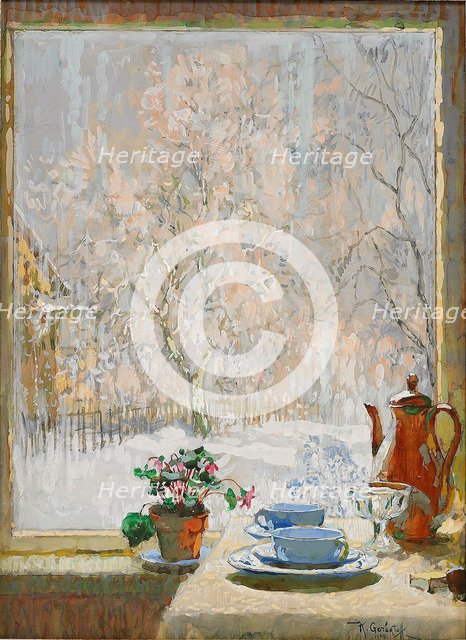 Through the Window in Winter, 1945. Artist: Gorbatov, Konstantin Ivanovich (1876-1945)
