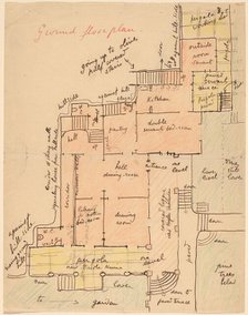 Ground Floor Plan for Torre Quatro Venti, c. 1905. Creator: Elihu Vedder.