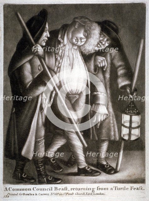 'A common council beast, returning from a turtle feast', c1775. Artist: Anon