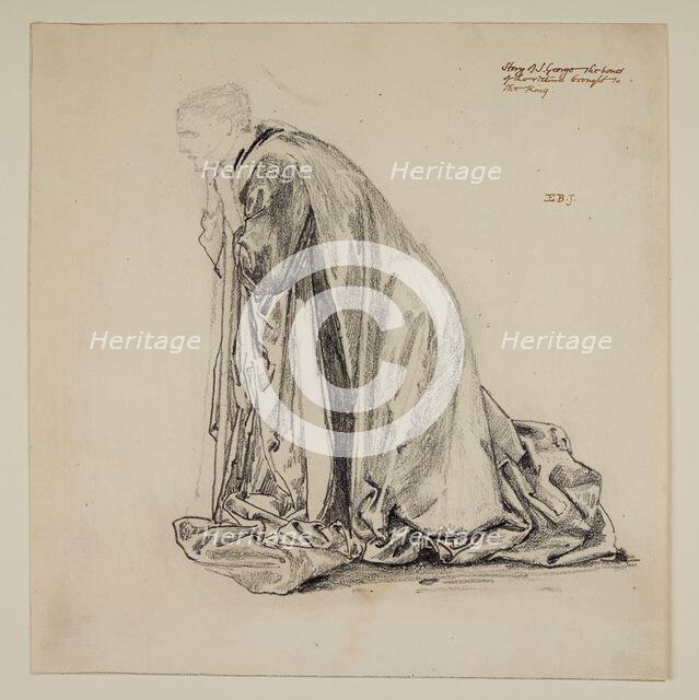 St George Series - Drapery Study of Kneeling Figure for 'The Petition to the King', 1865-66. Creator: Sir Edward Coley Burne-Jones.