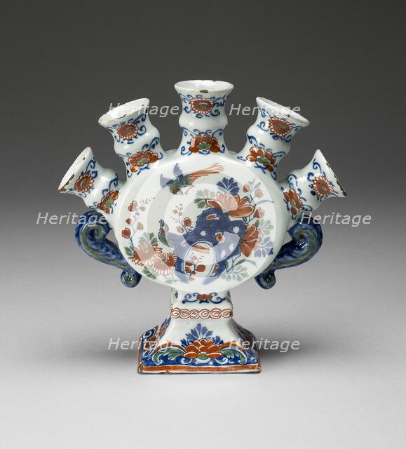 Flower Vase (one of a pair), Delft, c. 1700/22. Creator: De Griekesche A.