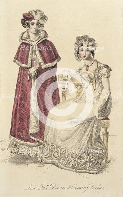 Fashion Plate (Last Full Dinner and Evening Dresses), 1822. Creator: Unknown.