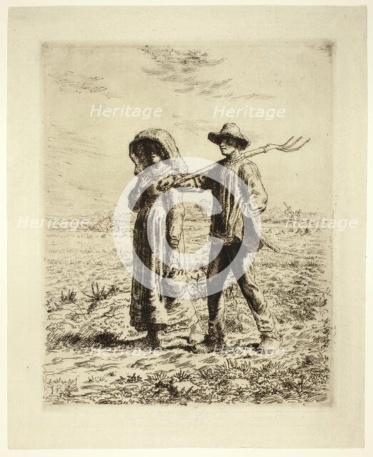 Peasants Going to Work, 1863. Creator: Jean Francois Millet.