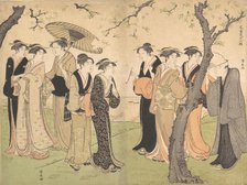 Group of Six Geisha Under the Cherry Trees on Gotenyama, ca. 1785. Creator: Torii Kiyonaga.