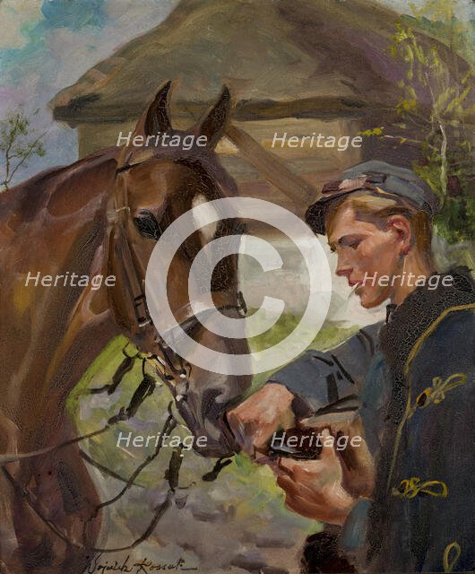 Uhlan at a Horse, between 1925-1930. Creator: Wojciech Kossak.