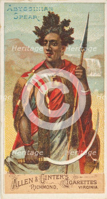Abyssinian Spear, from the Arms of All Nations series (N3) for Allen & Ginter Cigarettes B..., 1887. Creator: Allen & Ginter.