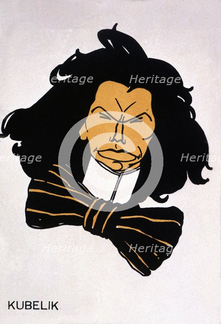 Jan Kubelik (1880-1940), Czech violinist and composer, caricature by BON, Romà Bonet Sintes (1886…