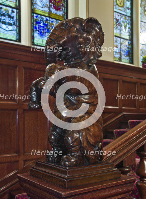 Main stair with elephant newel post, Cutlers' Hall, Warwick Lane, City of London, 2011. Artist: Derek Kendall.