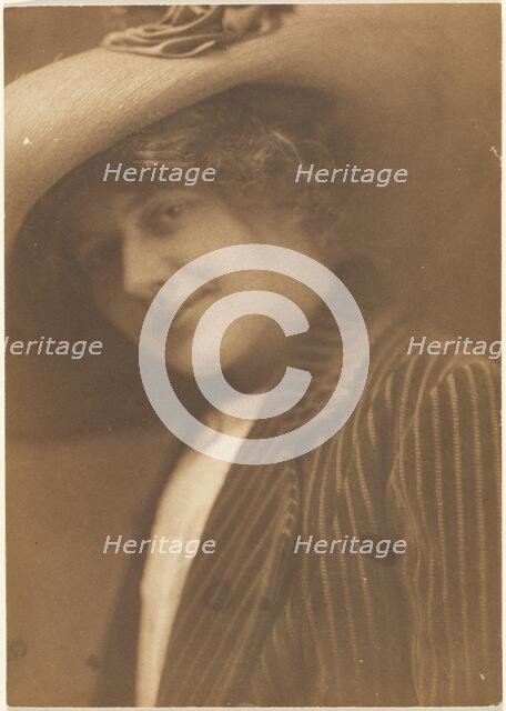 Portrait of a Woman in Striped Blazer, 1907-1943. Creator: Louis Fleckenstein.