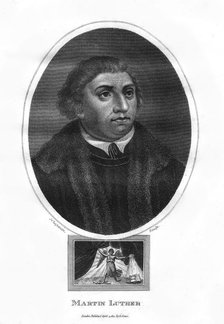 Martin Luther, German theologian, Augustinian monk, and ecclesiastical reformer, 1814.Artist: J Chapman