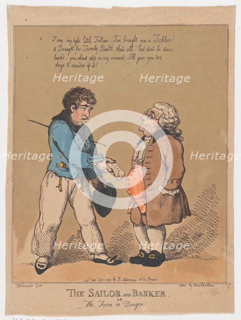 The Sailor and Banker, or the Firm in Danger, October 28, 1799., October 28, 1799. Creator: Thomas Rowlandson.