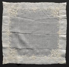 Embroidered Handkerchief, late 19th century. Creator: Unknown.