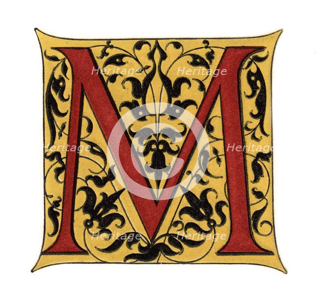 Initial letter 'M', (1843).Artist: Henry Shaw