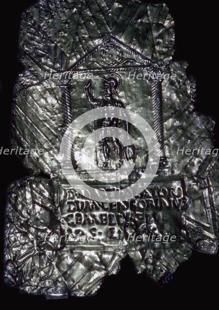 Silver-gilt votive plaque with dedication to Mars, Romano-British. Artist: Unknown