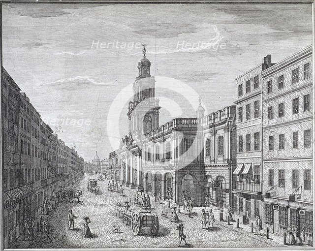 Royal Exchange (2nd) exterior, London, 1741. Artist: John Maurer