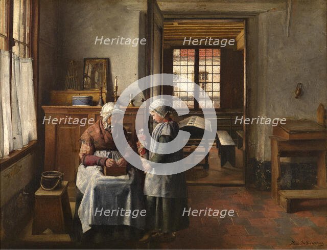 Grandmother's Feast, 1873. Creator: Henri Jean Augustin de Braekeleer.